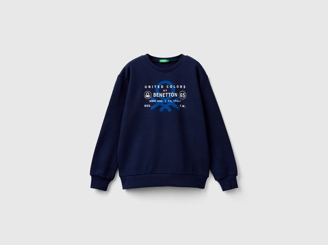 Benetton, Felpa Con Stampa Logo, taglia 3XL, Blu Scuro, Bambini - United Colors of Benetton - Modalova