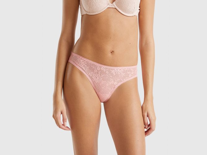 Benetton, Slip Brésilien En Dentelle Stretch, taille L, Rose - United Colors of Benetton - Modalova