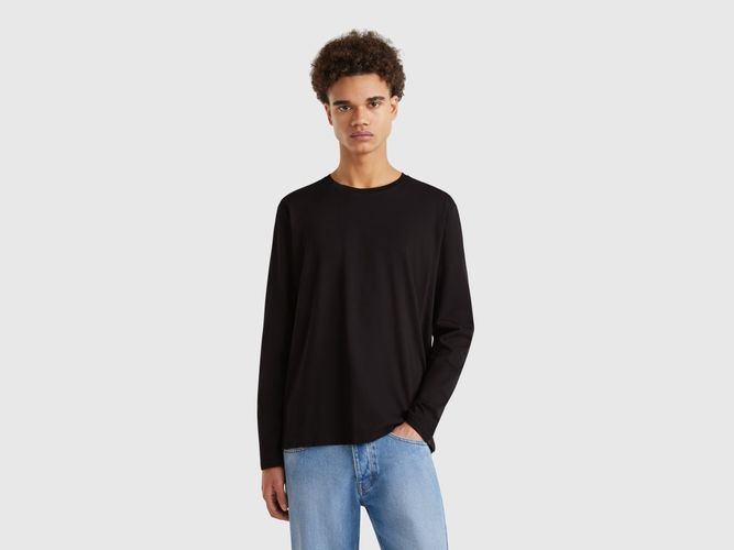 Benetton, T-shirt À Manches Longues En Pur Coton, taille XXL, Noir - United Colors of Benetton - Modalova