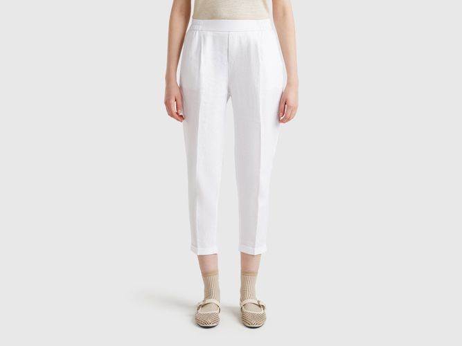 Benetton, Pantalon Court En 100% Lin, taille L, Blanc - United Colors of Benetton - Modalova