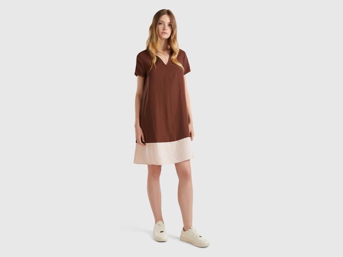 Benetton, Robe Évasée En Modal Mélangé, taille M, Marron Foncé - United Colors of Benetton - Modalova