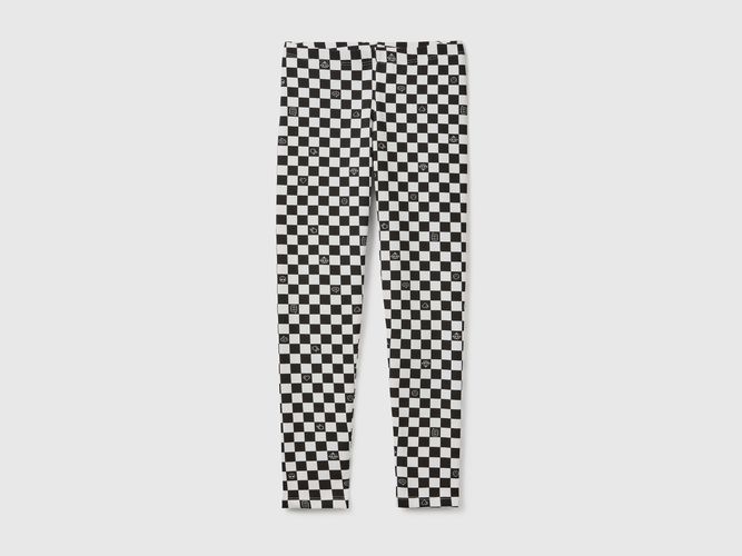 Benetton, Leggings A Scacchi In Cotone Stretch, taglia M, Nero, Bambini - United Colors of Benetton - Modalova