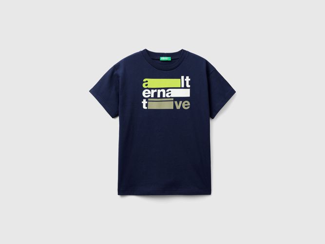 Benetton, T-shirt Manica Corta In Cotone Bio, taglia S, Blu Scuro, Bambini - United Colors of Benetton - Modalova