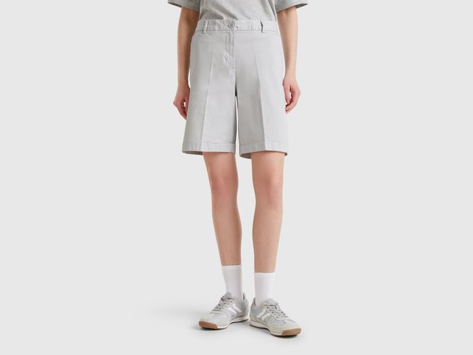 Benetton, Bermuda Avec Revers En Coton Stretch, taille, Gris Clair - United Colors of Benetton - Modalova