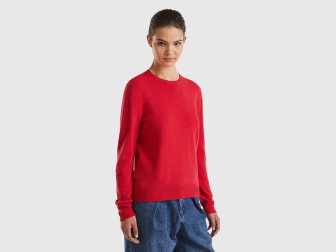 Benetton, Pull Col Rond Rouge Prune En Pure Laine Mérinos, taille L, Rouge - United Colors of Benetton - Modalova