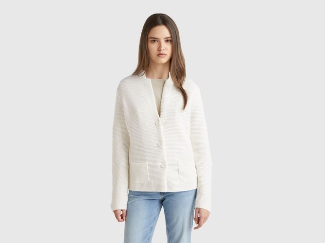 Benetton Online exclusive, Veste Tricotée 100% Coton, taille L, Crème - United Colors of Benetton - Modalova