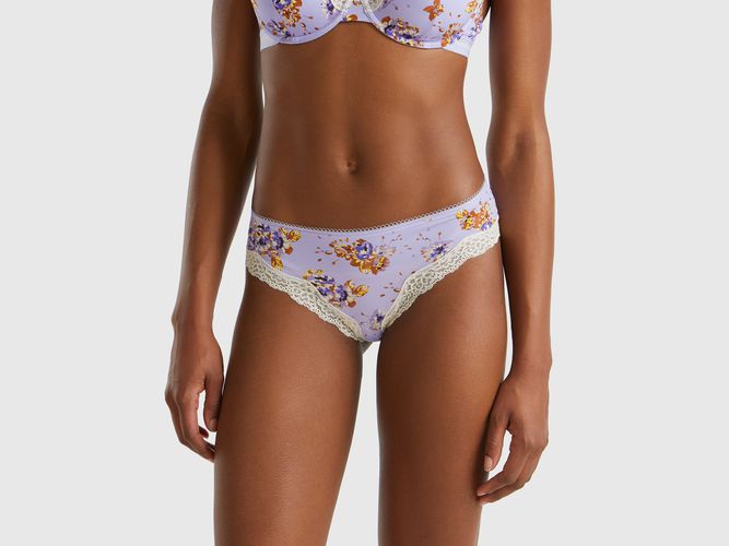 Benetton, Culotte En Charmeuse À Imprimé Fleurs, taille L, Lilas - United Colors of Benetton - Modalova