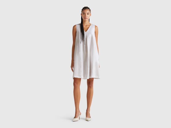 Benetton, Robe Sans Manches En Pur Lin, taille L, Blanc - United Colors of Benetton - Modalova