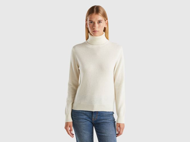 Benetton, Pull À Col Roulé Crème En Pur Cachemire, taille L, Crème - United Colors of Benetton - Modalova