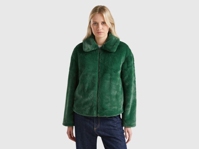 Benetton, Blouson En Fourrure Synthétique, taille L, Vert Foncé - United Colors of Benetton - Modalova