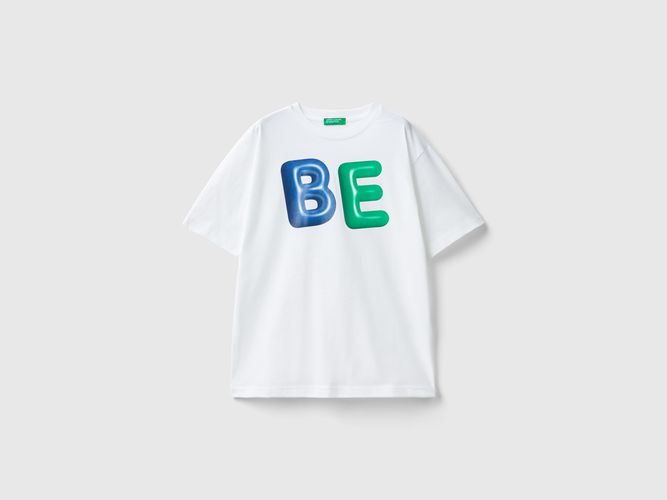 Benetton, T-shirt Girocollo In Cotone Bio, taglia M, Bianco, Bambini - United Colors of Benetton - Modalova