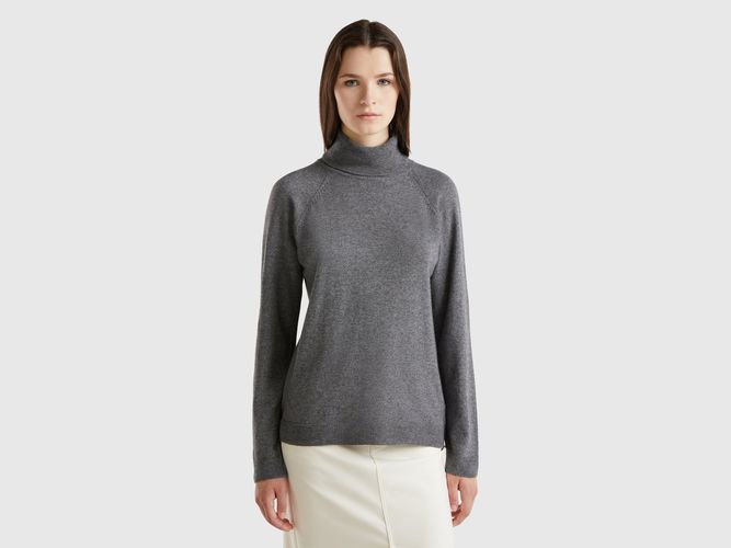 Benetton, Pull Col Montant Gris Foncé En Mélange De Laine Et De Cachemire, taille L, Gris Foncé - United Colors of Benetton - Modalova