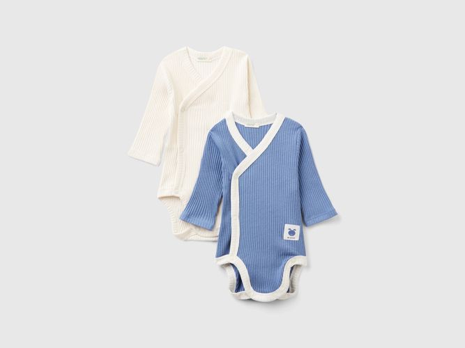 Benetton, Due Body A Costine In Cotone Bio, taglia 68, Celeste, Bambini - United Colors of Benetton - Modalova