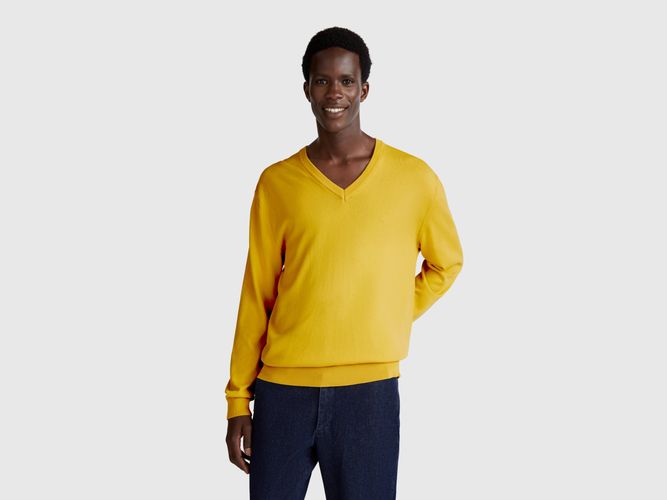 Benetton, Pull En Pur Coton À Col V, taille L, Moutarde - United Colors of Benetton - Modalova