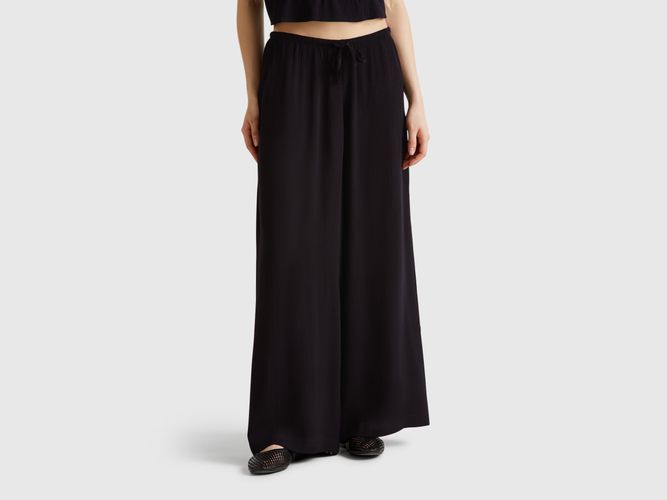 Benetton, Pantalon Large Fluide, taille L, Noir - United Colors of Benetton - Modalova