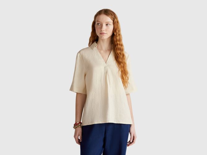 Benetton, Blouse À Manches Courtes En Pur Lin, taille L, - United Colors of Benetton - Modalova