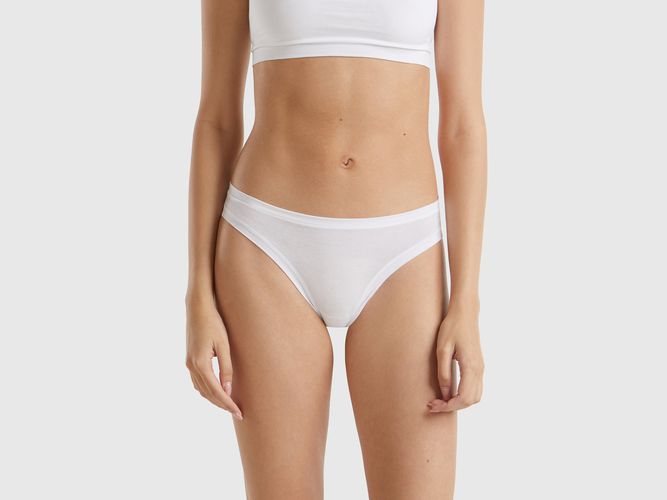 Benetton, Culotte Taille Basse En Coton Bio Super Stretch, taille OS, Blanc - United Colors of Benetton - Modalova