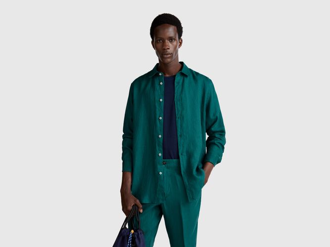 Benetton, Chemise Pur Lin, taille XXL, Vert Foncé - United Colors of Benetton - Modalova