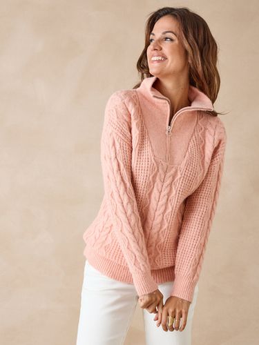 Pull en maille fantaisie col zippé - Daxon - Modalova