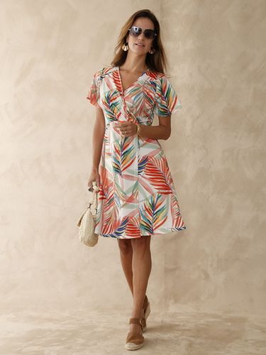 Robe en maille effet portefeuille - Daxon - Modalova