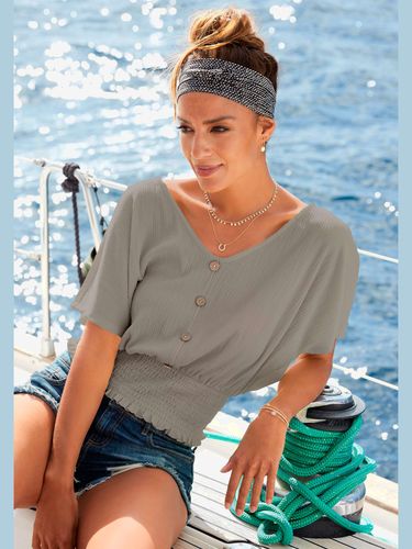 T-shirt en v fausse patte de boutonnage devant - LASCANA - Modalova