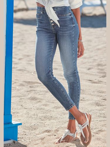 Jean taille haute jegging taille haute avec boutons - LASCANA - Modalova