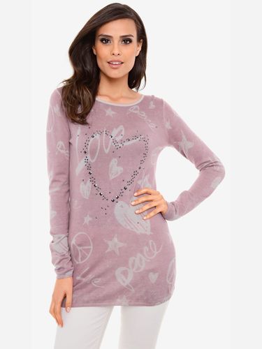 Pull en tricot fin superbe imprimé graphique avec cœur en rivets - Linea Tesini - Modalova