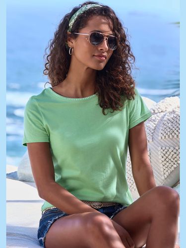 T-shirt broderie contrastée tendance à l'encolure ronde - - Vivance - Modalova