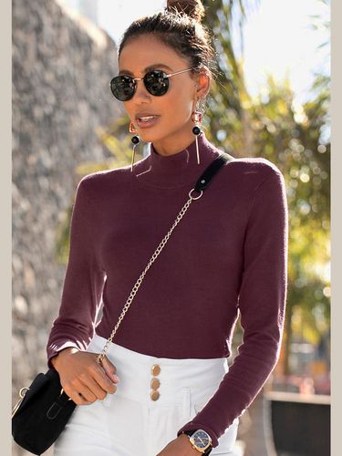 Pull en tricot fin, encolure haute - / - LASCANA - Modalova