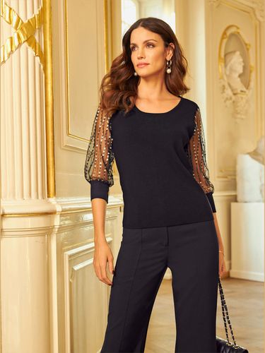 Pull en tricot fin à encolure ronde - Ashley Brooke - Modalova