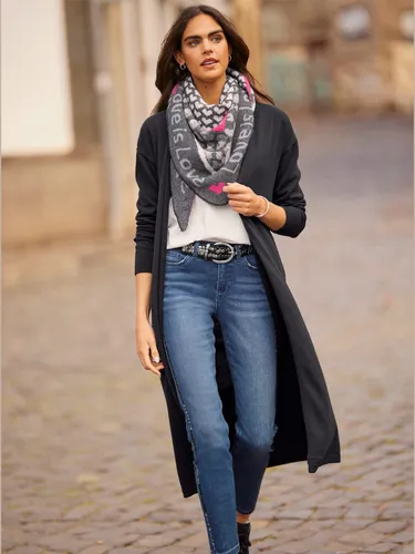 Veste longue en tricot pur coton - Mandarin - Modalova