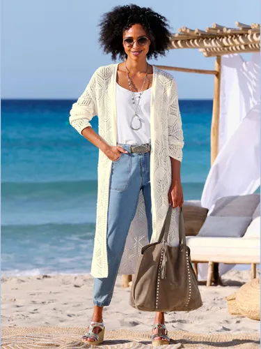 Veste longue en tricot superbe motif ajouré - Linea Tesini - Modalova