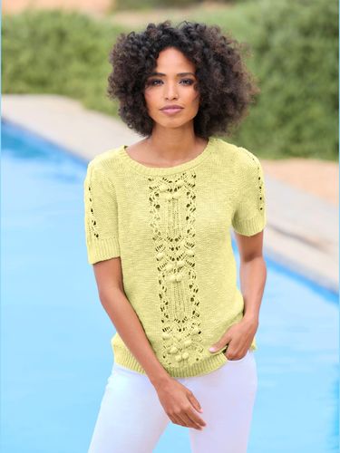 Pull à manches courtes mélange de motifs structurés/ajourés - Linea Tesini - Modalova