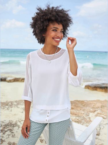 T-shirt empiècements résille, allure élégante - Linea Tesini - Modalova