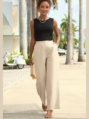 Pantalon en lin ceinture lisse devant, élastique au dos - Buffalo - Modalova