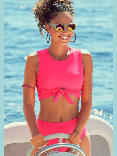 Bas de maillot de bain taille haute coloris unis tendance - Venice Beach - Modalova