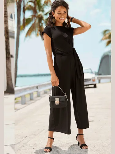 Combinaison pantalon large encolure ronde avec fermeture boutonnée au dos - LASCANA - Modalova