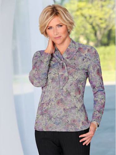 Pull en maille fine tricotée imprimée motif floral col cravatte - Witt - Modalova