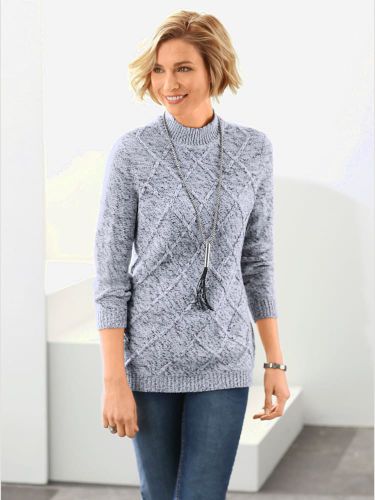 Pull tricot motif losanges col montant fils chinés - Witt - Modalova