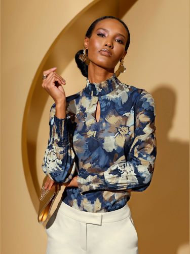 Chemisier à col montant en polyester recyclé - Creation L - Modalova