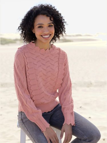 Pull en tricot fin bordure ajourée qui attire le regard - Witt - Modalova