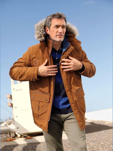 Veste longue capuche avec imitation fourrure douce - Marco Donati - Modalova