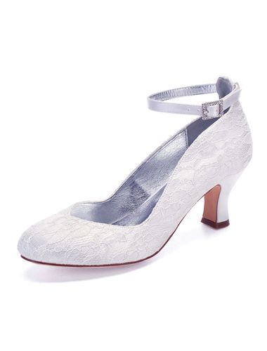 Chaussures de Mariage 2026 Detelle Bout Rond Sangle de Cheville Chaussures de Mariée - milanoo.com - Modalova