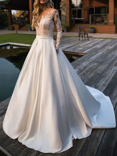 Robe de mariée; Robe de mariée manche longue - milanoo.com - Modalova