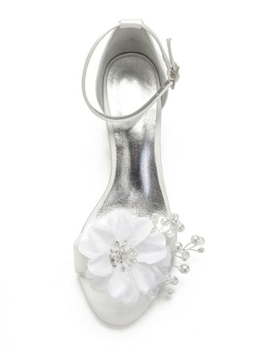 Chaussures de mariage Satin Blanc Bout Pointu Paillettes Chunky Ankle Strap Chaussures pour occasions spéciales - milanoo.com - Modalova