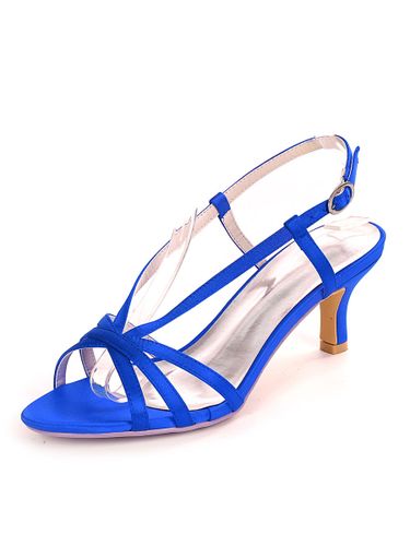 Chaussures de mariage bleu Satin bout ouvert chaton talon chaussures de mariée mère de la mariée chaussures - milanoo.com - Modalova