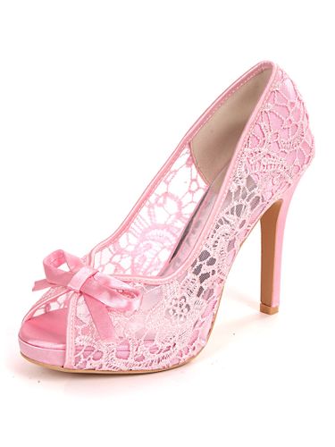 Chaussures de mariée à talons aiguilles en dentelle blanche - milanoo.com - Modalova