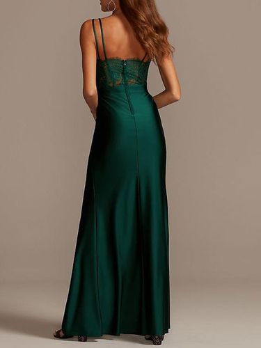Robe de demoiselle d'honneur en satin col V dos nu longueur au sol robes de soirée - milanoo.com - Modalova