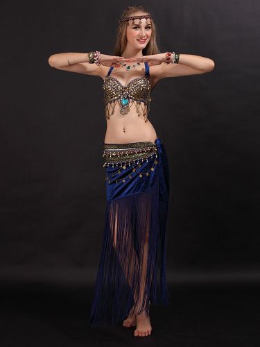 Costume de danse du ventre frange s vêtements de danse avec pièce de monnaie - milanoo.com - Modalova