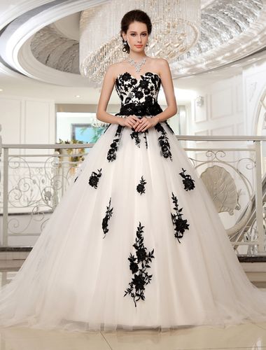 Robes de Mariée Bustier Robe Trapèze En Dentelle Noir Avec Nœud Gothique Robe de Mariage 2026 - milanoo.com - Modalova